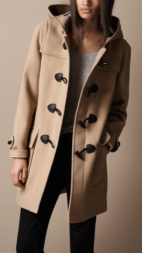 burberry wool duffle coat women's